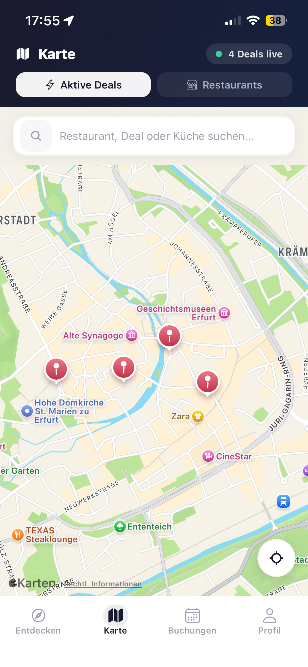TableSpot Kartenansicht mit Deals
